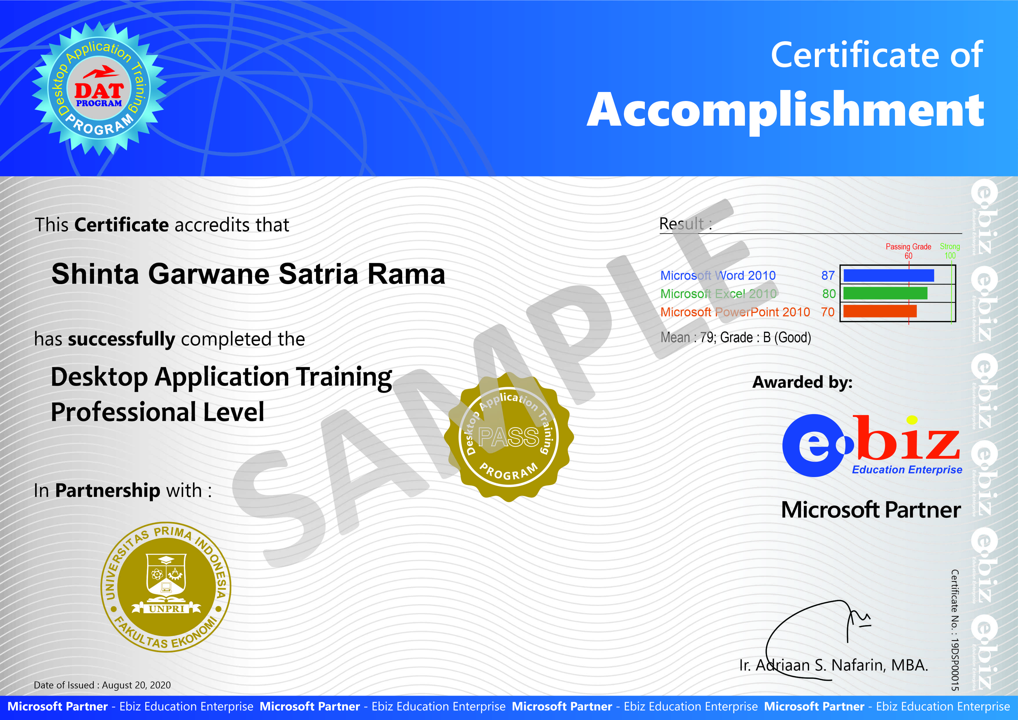 Sertifikat Professional - Sample